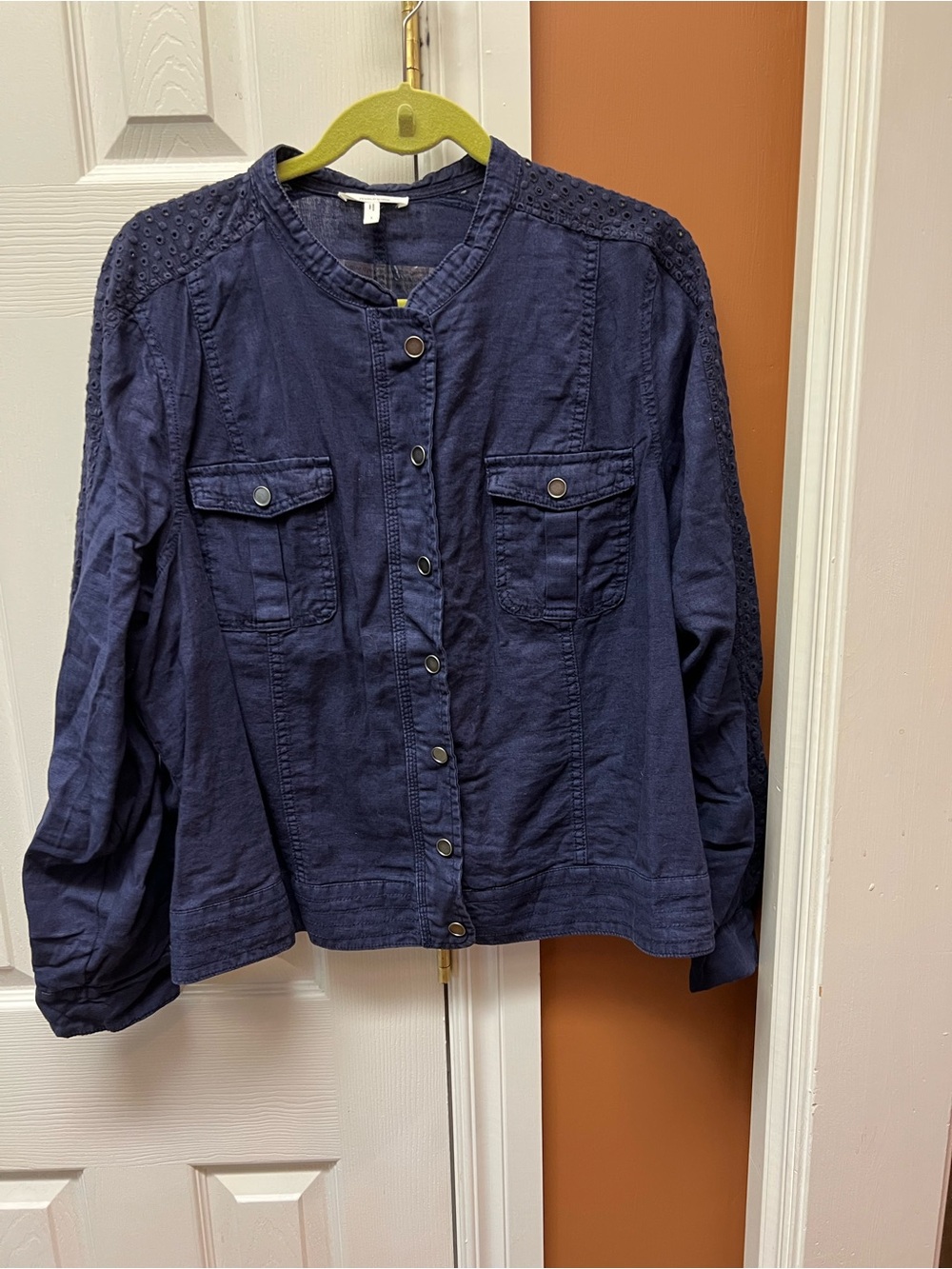 Maurices Navy Button-Front Jean Jacket with Chest Pockets